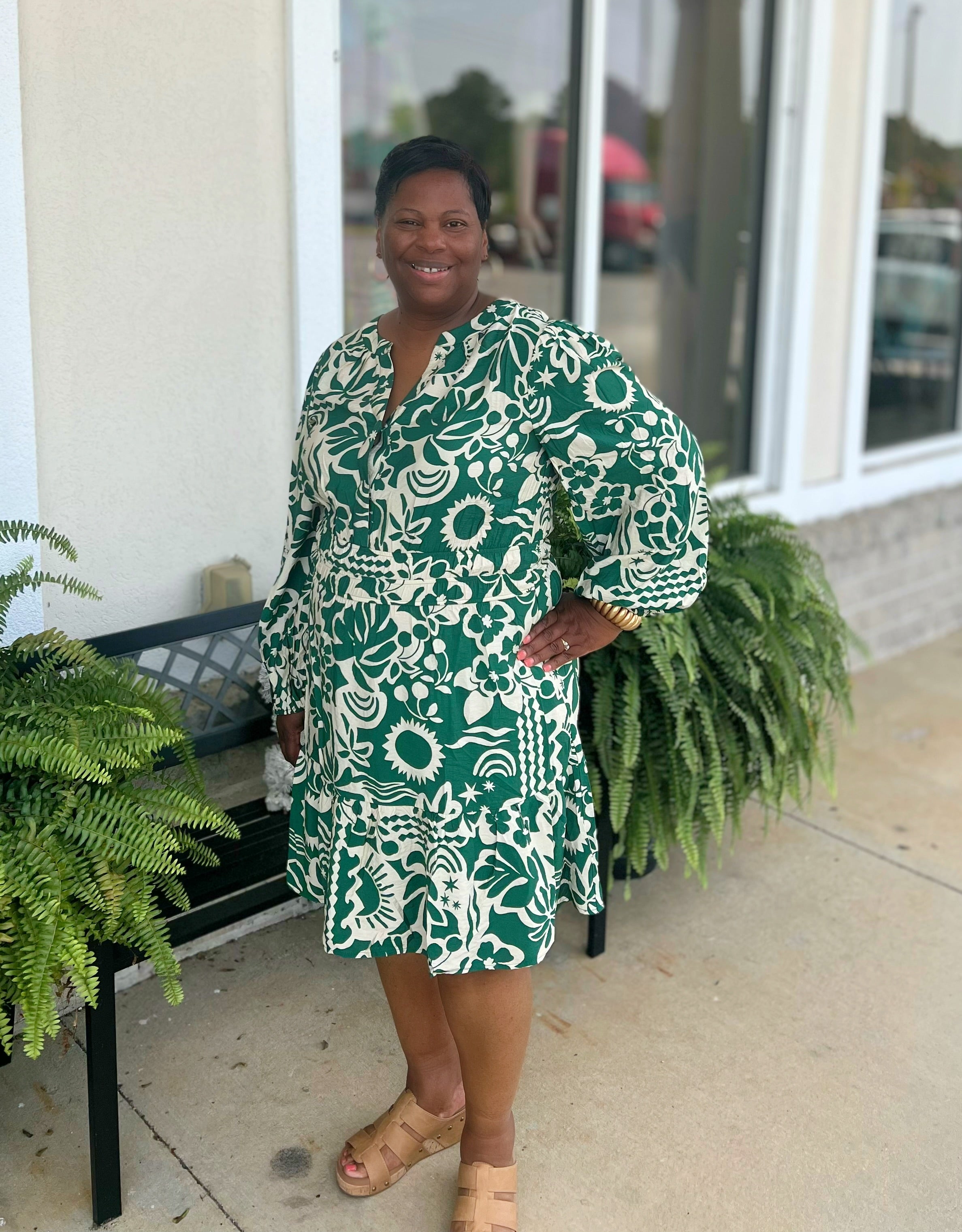 Plus Gabrielle Bell Sleeved Crepe Dress